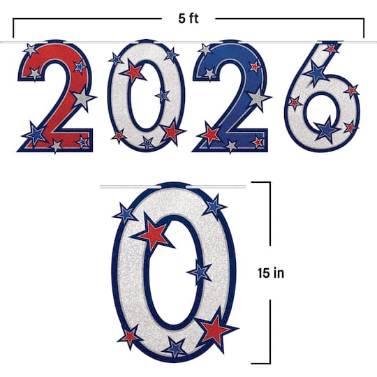 Beistle 5ft. Red, White & Blue 2026 Glittered Streamer
